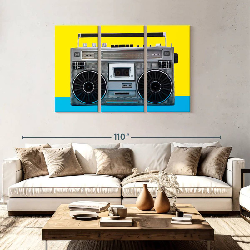 Retro Silver Boombox, 48" H x 74" W