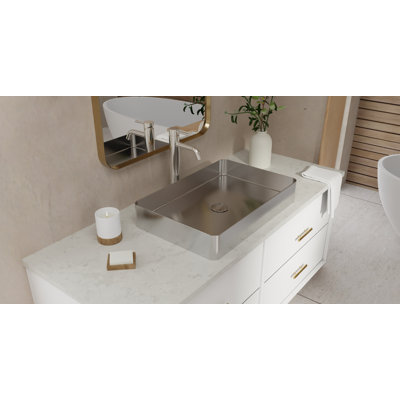 Lavabo de salle de bain vasque en acier inoxydable brossé 23,62 po x 15,75 po Badeloft ES-WB-600-BS