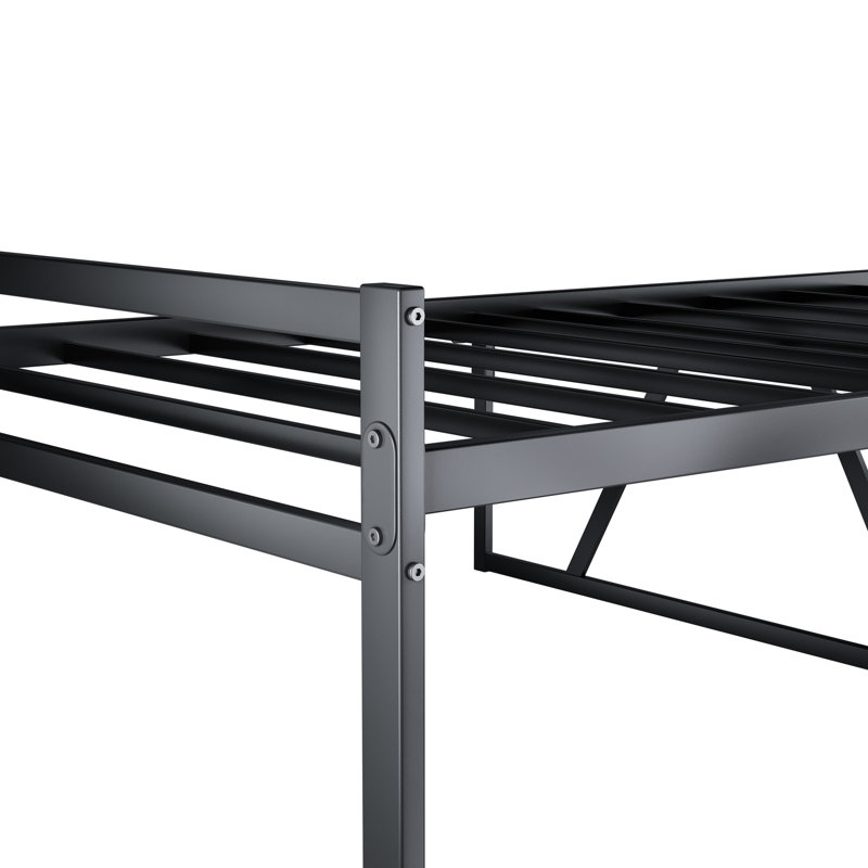 Metal Bed Frame With Headboard, Industrial Platform Design