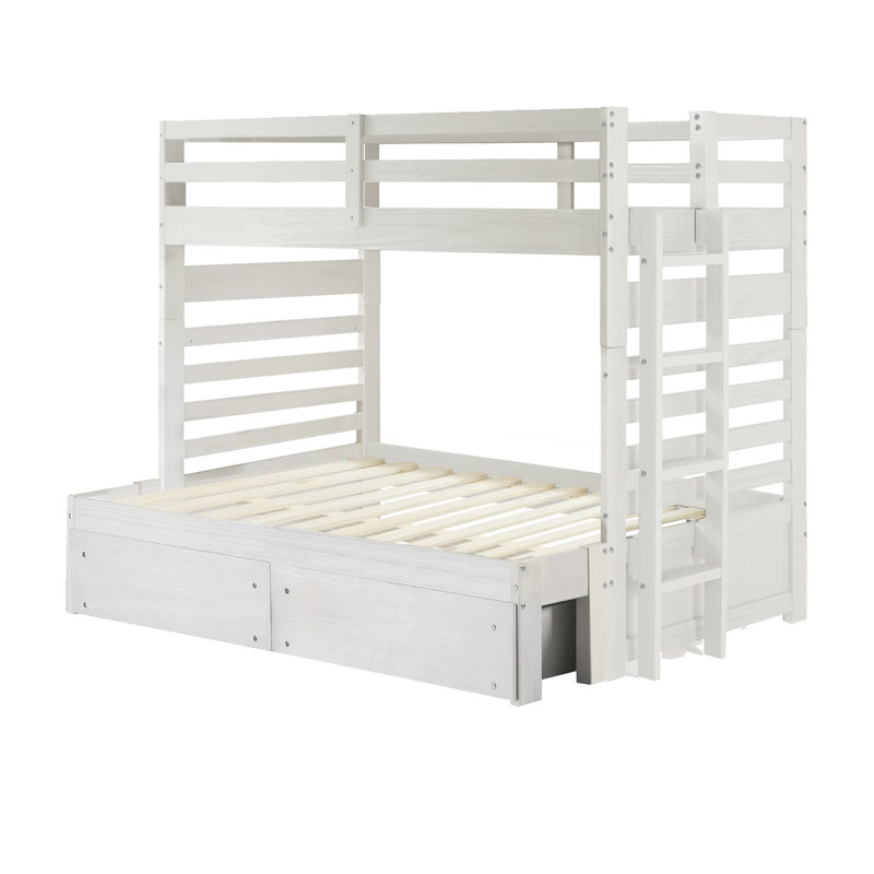 Huseman Kids Twin Over Full Bunk Bed with Drawers, White Mist