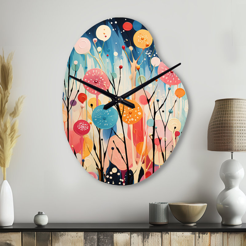 Horloge murale Falona colorée Mid Century, Petit
