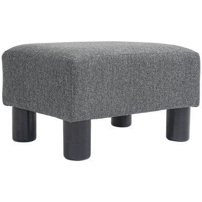Foot Rest With Linen Upholstery, Charcoal Gray, Compact For All Home Styles, Comfortable Upholstered Gray , Ideal Living Room, Use