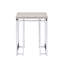 Table de bout carrée avec plateau en chêne naturel et base de style traîneau, design contemporain pour le salon, l 19 po de largeur, 24 po de hauteur avec structure en métal au fini, dimensions 19 x 19 x 24