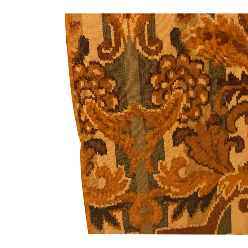 Tapis brun / vert unique de haute qualité noué à la main