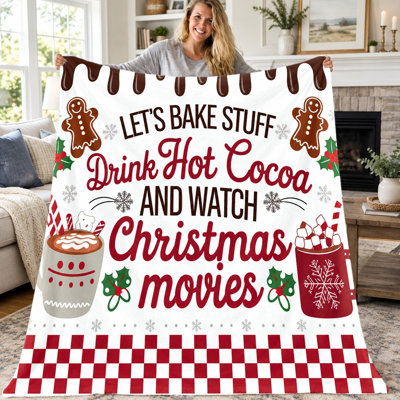 Couverture de film de Noël 1pc, jeté en flanelle à motif de cacao chaud, bonhomme de pain d'épice, couverture légère et chaude pour canapé-lit, salon, bureau, cadeau de décoration intérieure, cadeau toutes saisons, lavable à la machine