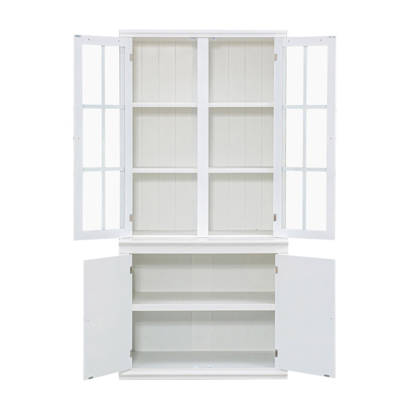 Ensemble de deux garde-manger à double porte vitrée de 75,25 po de hauteur, armoire à bahut de style traditionnel, armoire vitrée, pour couloirs de salon, de cuisine, de bureau, de maison, de studio ou d'espace de travail