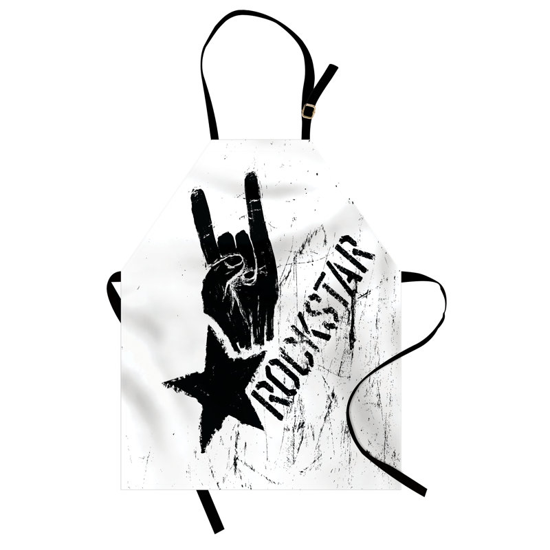 Tablier de cuisine East Urban Home Rock, taille adulte, gris pâle et noir