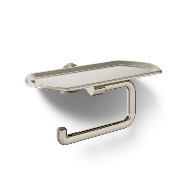 Occasion Toilet Paper Holder With Tray, Polished Nickel