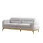 Ensemble de salon 3 pièces gris avec accoudoirs et pieds décoratifs dorés, revêtement lombaire doux, design moderne, fermeté moyenne ferme, dossier rembourré, accoudoirs roulés pour la zone principale-365322032