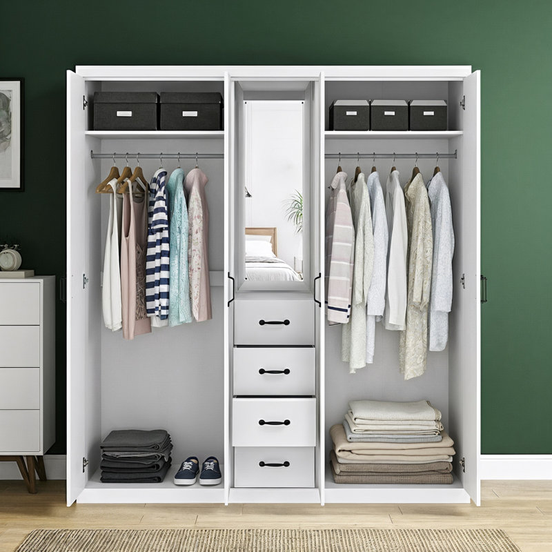 4 Door 4 Drawer Combi Fitment Wardrobe, White