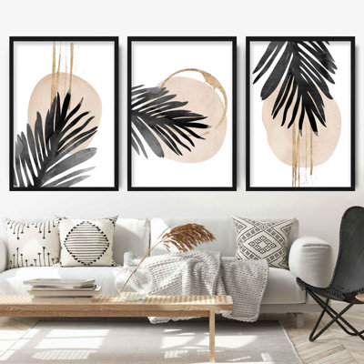 Aztec Palm Leaves - 3 Piece Single Picture Frame Print