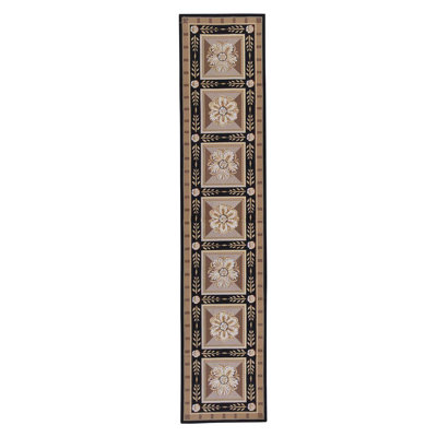 Tapis beige / brun / noir noué à la main de haute qualité