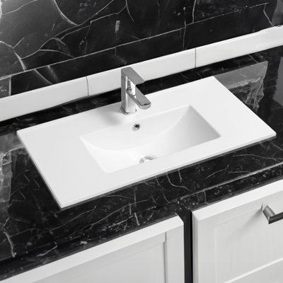 Belfry Bathroom® 4003 Ceramic 81Cm Thin-Edge Inset Basin With Deep Scoop