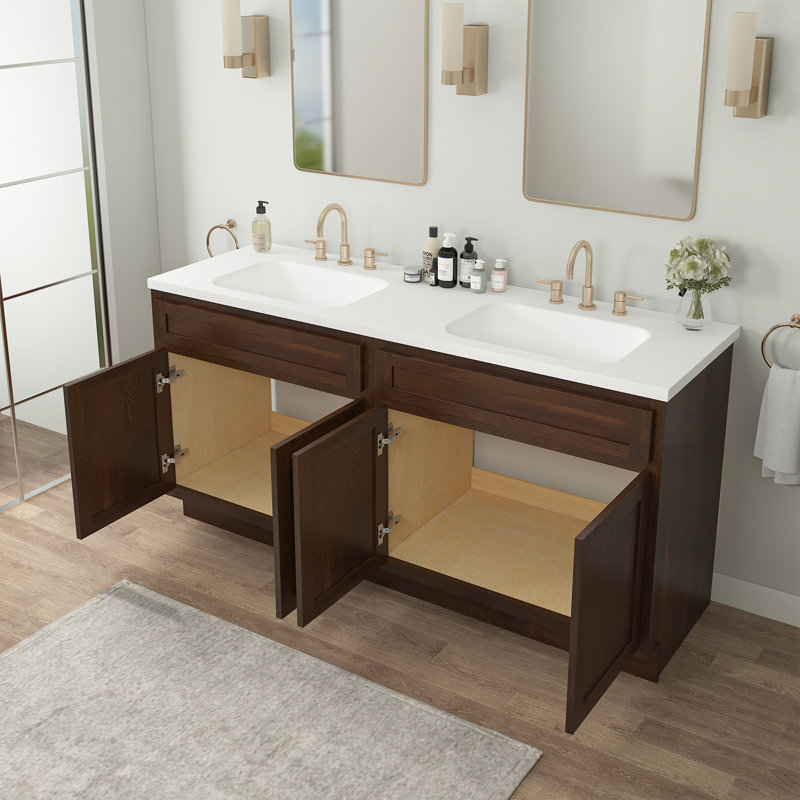 78" Double Bathroom Vanity Base Only, Brown