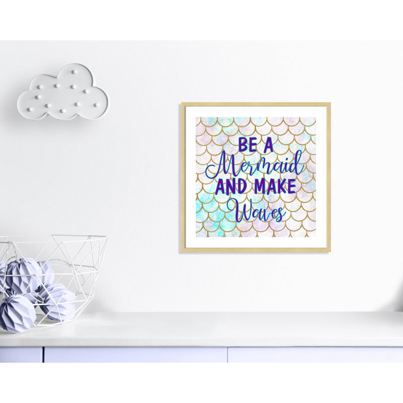«Always be a Mermaid Be a Mermaid», art encadré, H 27,5 po x l 27,5 po x P 1,19 po, Cadre boîte champagne clair