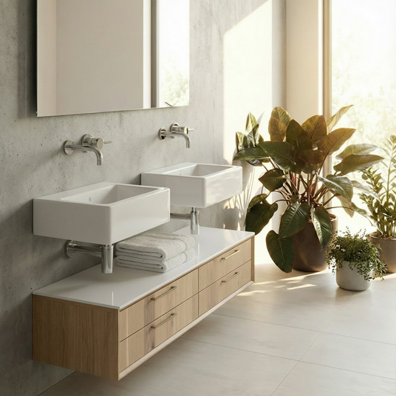 Aquababy 15.12'' L Bathroom Sink, 2 Hole - 4" Centers