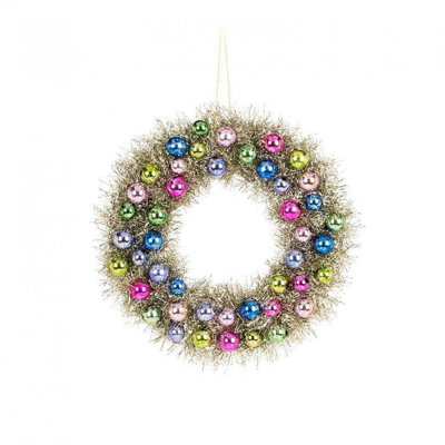 Large Tinsel & Ball Wreath Ornament