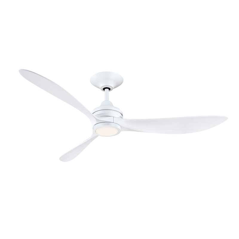 Aviara 60 inch Indoor/Outdoor Ceiling Fan with LED CCT Select Light Kit - Matte White with Washed blades, White, White