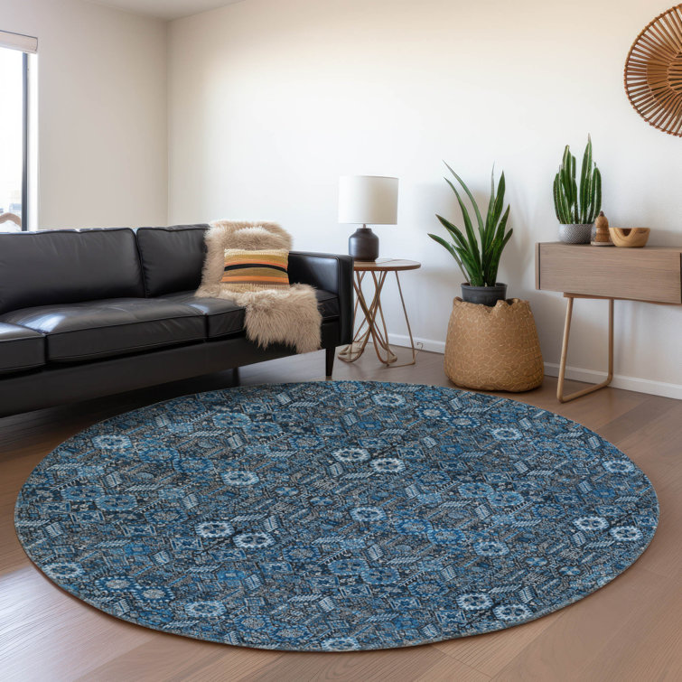 Premium Machine Washable Cerrito AMF574 Blue Rug