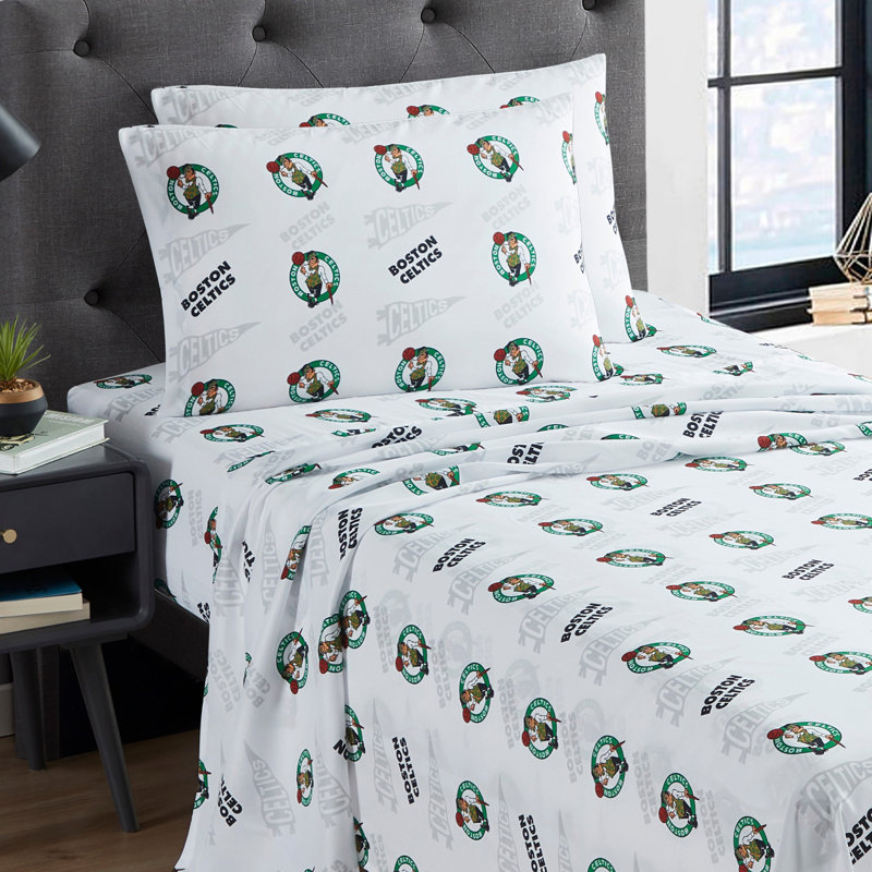 Ensembles de draps NBA par Sweet Home Collection, Boston Celtics - Simple, Ensemble de draps pour lit simple avec 1 taie d'or