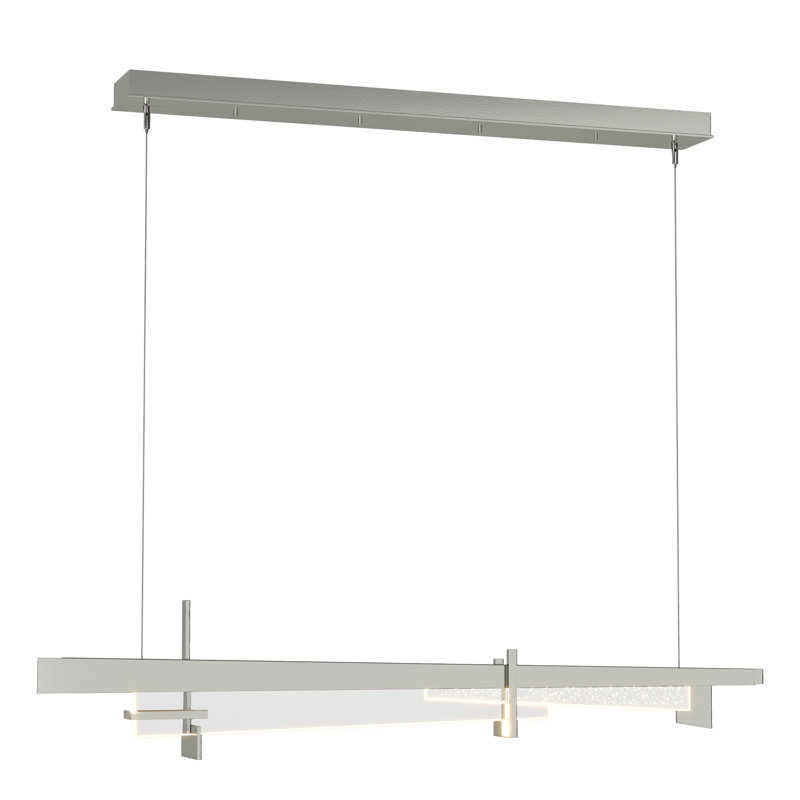 Luminaire suspendu rectangulaire à 1 lumière pour îlot de cuisine Tenon, Argenté