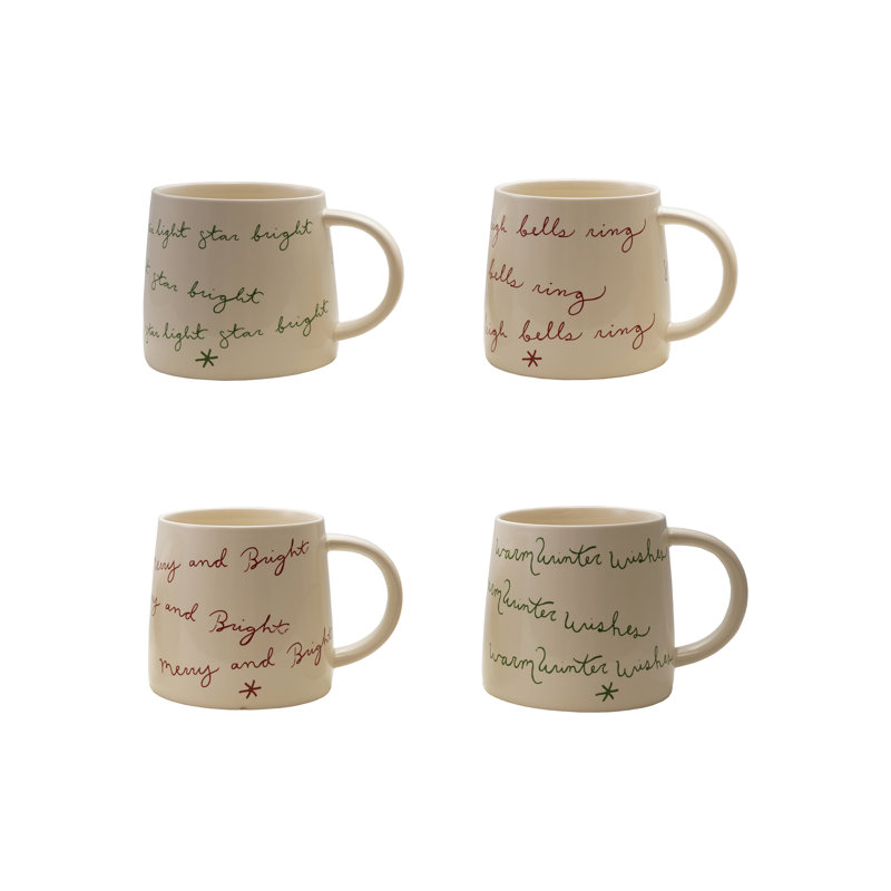 4-Piece Stoneware Mug With Holiday Sayings