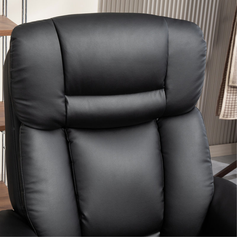 Fauteuil inclinable pivotant avec repose-pieds, fauteuil inclinable en cuir synthétique avec repose-pieds, noir