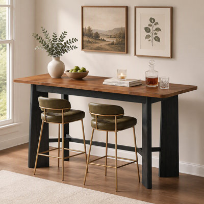 59" Solid Wood Home Bar Table, Seats 4-6, Counter Height, Kitchen Balcony Pub Table