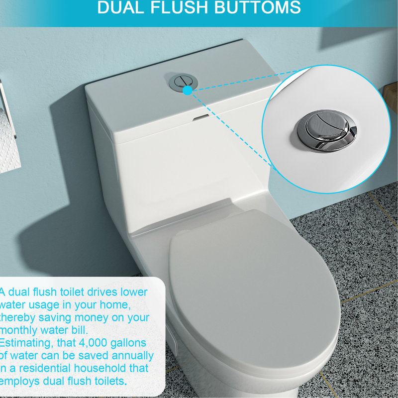 One Piece Ceramic Toilet - Dual Flush, Powerful Suction, Soft Seat Glaze, Silent Flushing