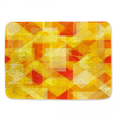 Tapis de bain jaune à motif géométrique abstrait Art déco