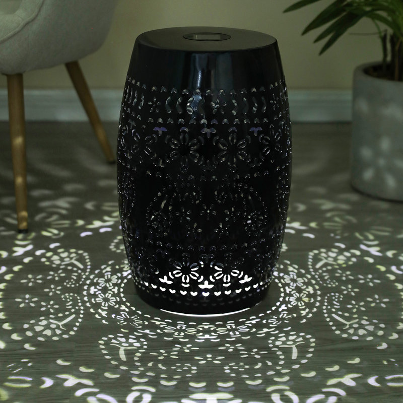 TABLE D'APPOINT avec éclairage intégré, conception métallique unique pour une utilisation intérieure et extérieure, Noir