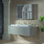 Meuble-lavabo flottant mural de 60 po avec double lavabo blanc intégré, tiroirs à fermeture en douceur, armoire grise, comptoir à motif de marbre, bords arrondis