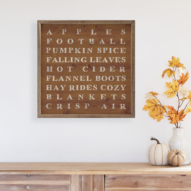 " Fall Words Orange ", 24" H x 24" W x 1" D