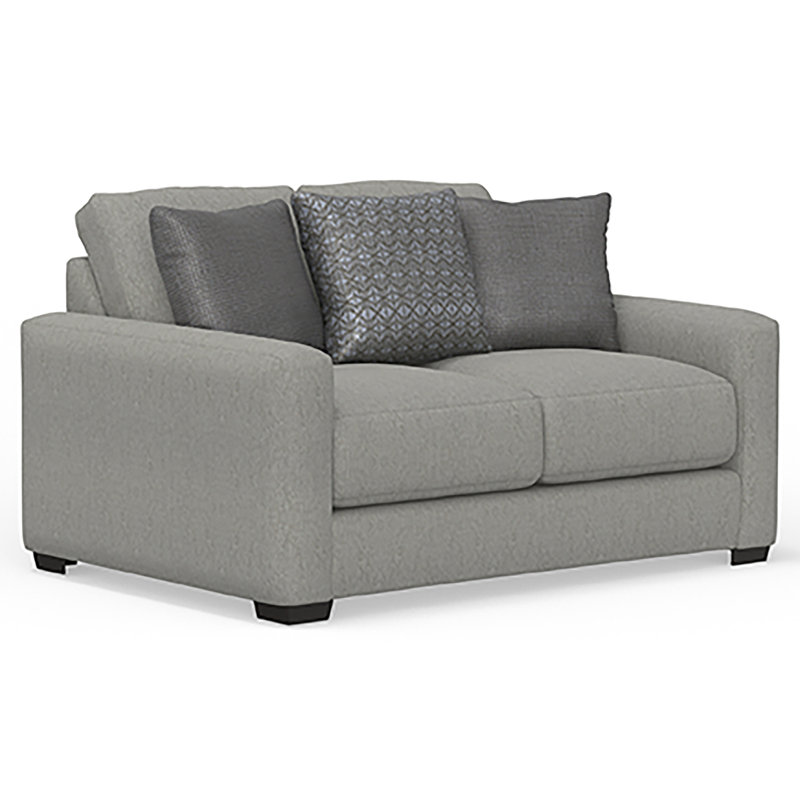 Causeuse rembourrée 67 po avec coussins confort Mornimont et 3 coussins décoratifs inclus, 100 % polyester gris