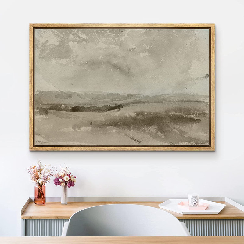 Signe, reproduction d'art sur toile encadrée, vallée de montagne brune pastel, paysage, nature sauvage, illustrations, art moderne, décoration minimaliste rustique pour le salon, la chambre à coucher, le bureau