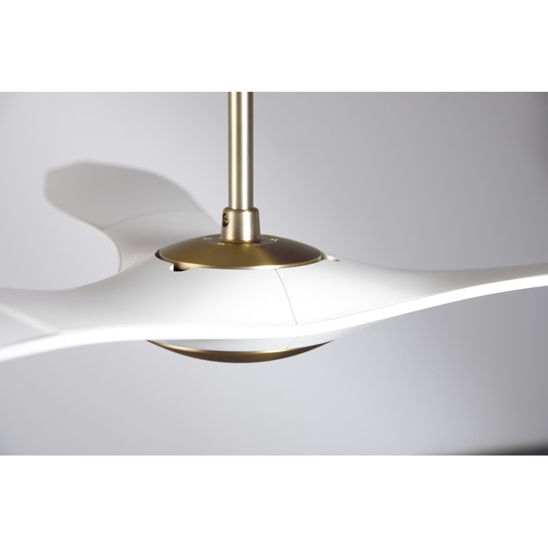 IC Brisa Downrod Ceiling Fan, Satin Brass/Matte White, Wall Control