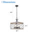 Lustre en forme de tambour de 24 po avec accents en bois massif et en métal, 4 lumières suspendues avec chaîne de suspension réglable-938382836
