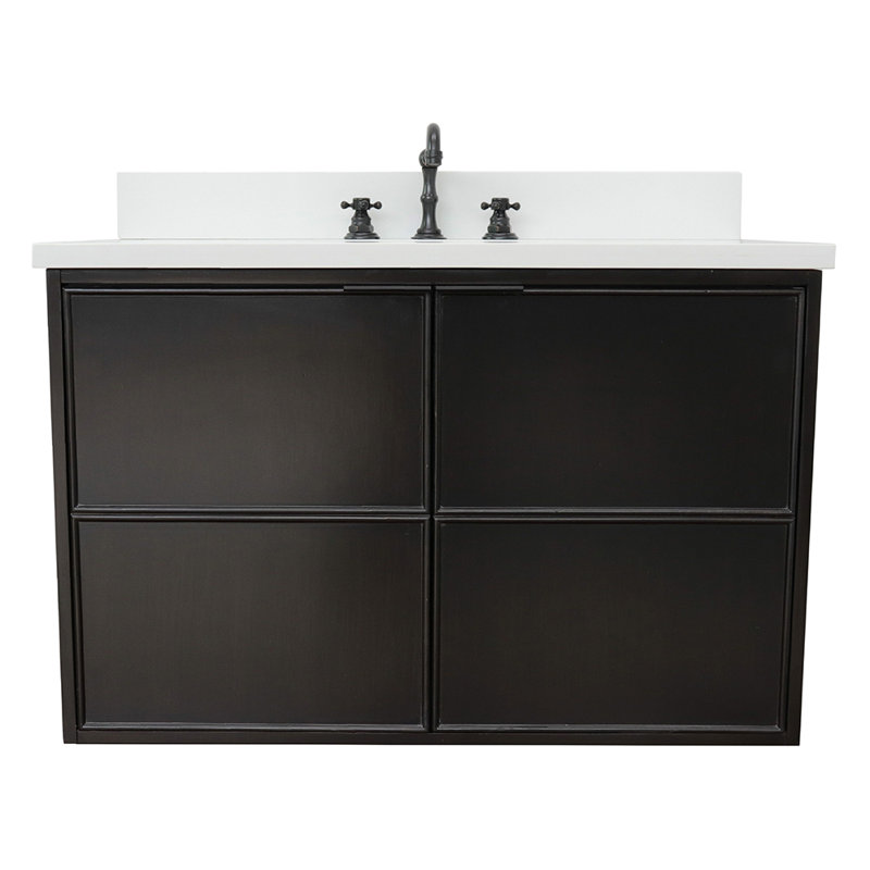 Ensemble de meuble-lavabo de salle de bain simple fixé au mur 37 po Elliston