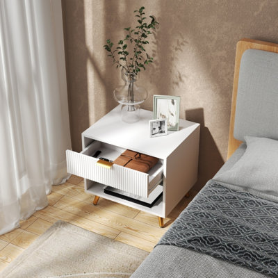 50cm W Engineered Wood Bedside Table