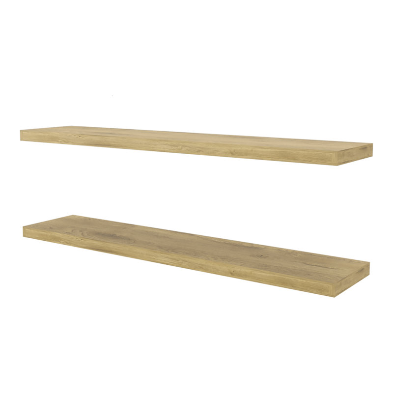 Floating Shelf In Melamine, Set Of 2, Natural