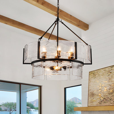 9-Light Dimmable Tiered Glass Chandelier