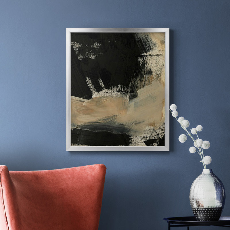 Toile encadrée de qualité supérieure Baked Paintstrokes VI - prête à être accrochée, H 20 po x l 16 po, Argent