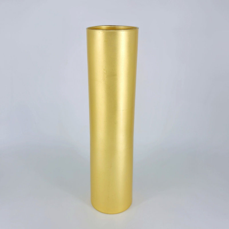 FLORA Solid Gilded Glass Cylinder Vase, Gold, Overall Height - 15.75''