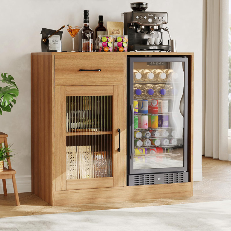 Armoire à vin avec espace pour réfrigérateur et porte en verre acrylique