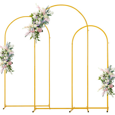 3PCS Arch Backdrop Stand 7.2/6.6/5.9FT Wedding Arches Balloon Arch Stand Metal Backdrop Arch Stand Set 3 with Ground Stakes for Wedding