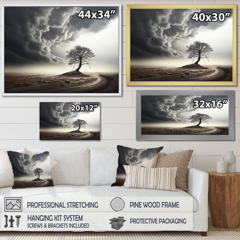 Storm Tornado Impression - Landscapes Wall Art Prints, Toile tendue, 16" H x 32" W