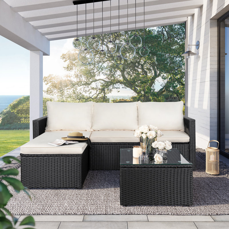 Ebern Designs Patio Furniture Set 3 Piece Outdoor Sectional Patio Sofa ...