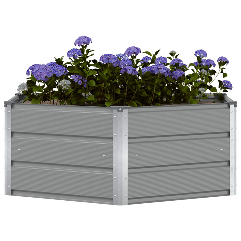 Raised Garden Bed, 45cm H x 129cm W x 129cm D, Light Grey