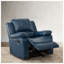 Fauteuil inclinable à bascule Charlotte en similicuir bleu marine, avec mécanisme en acier et structure en bois