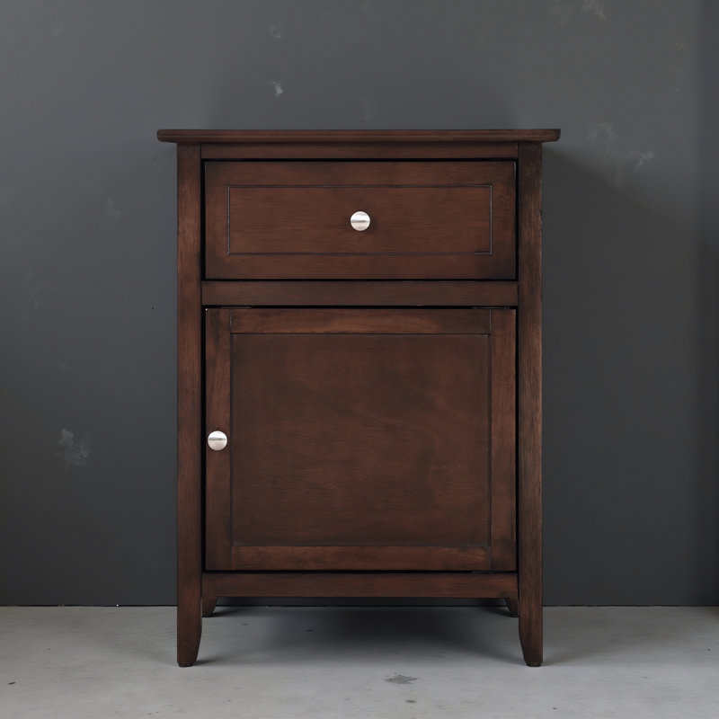 Paranhos Cappuccino 1 Drawer 1 Door Nightstand, Cappuccino